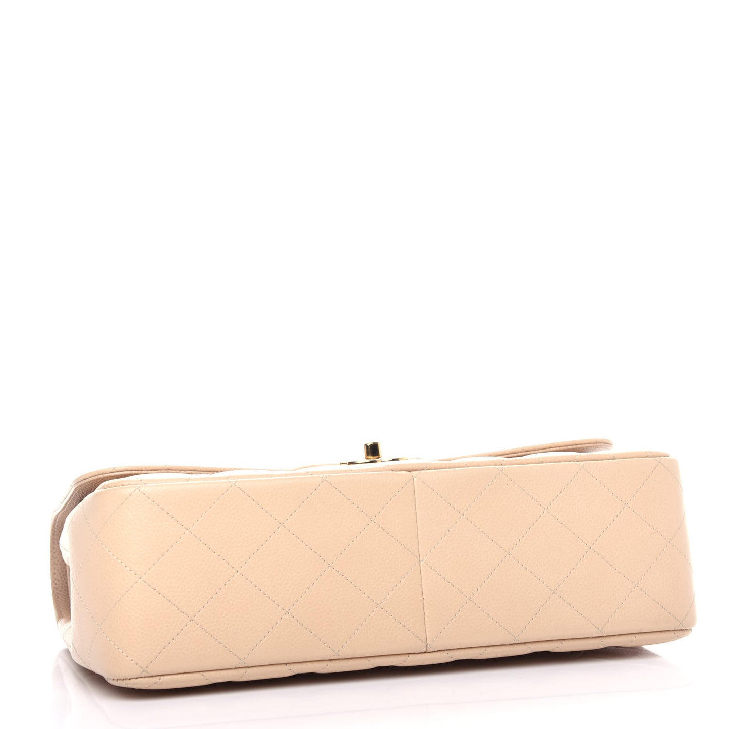 Caviar Quilted Jumbo Double Flap Light Beige