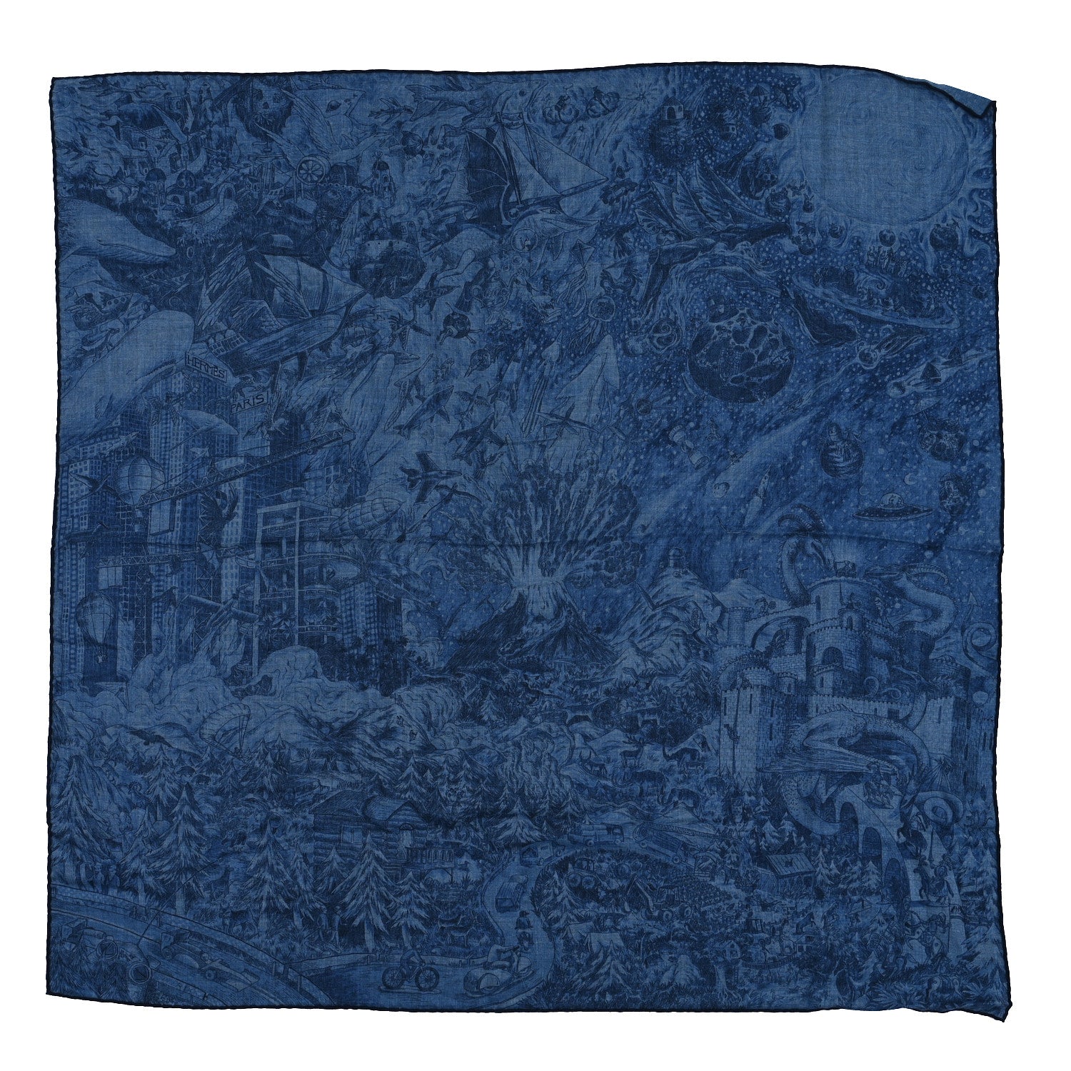Hermes Cashmere Silk Nothing But A Dreamer Scarf 100 Bleu Chine Indigo Marine 1 of 4