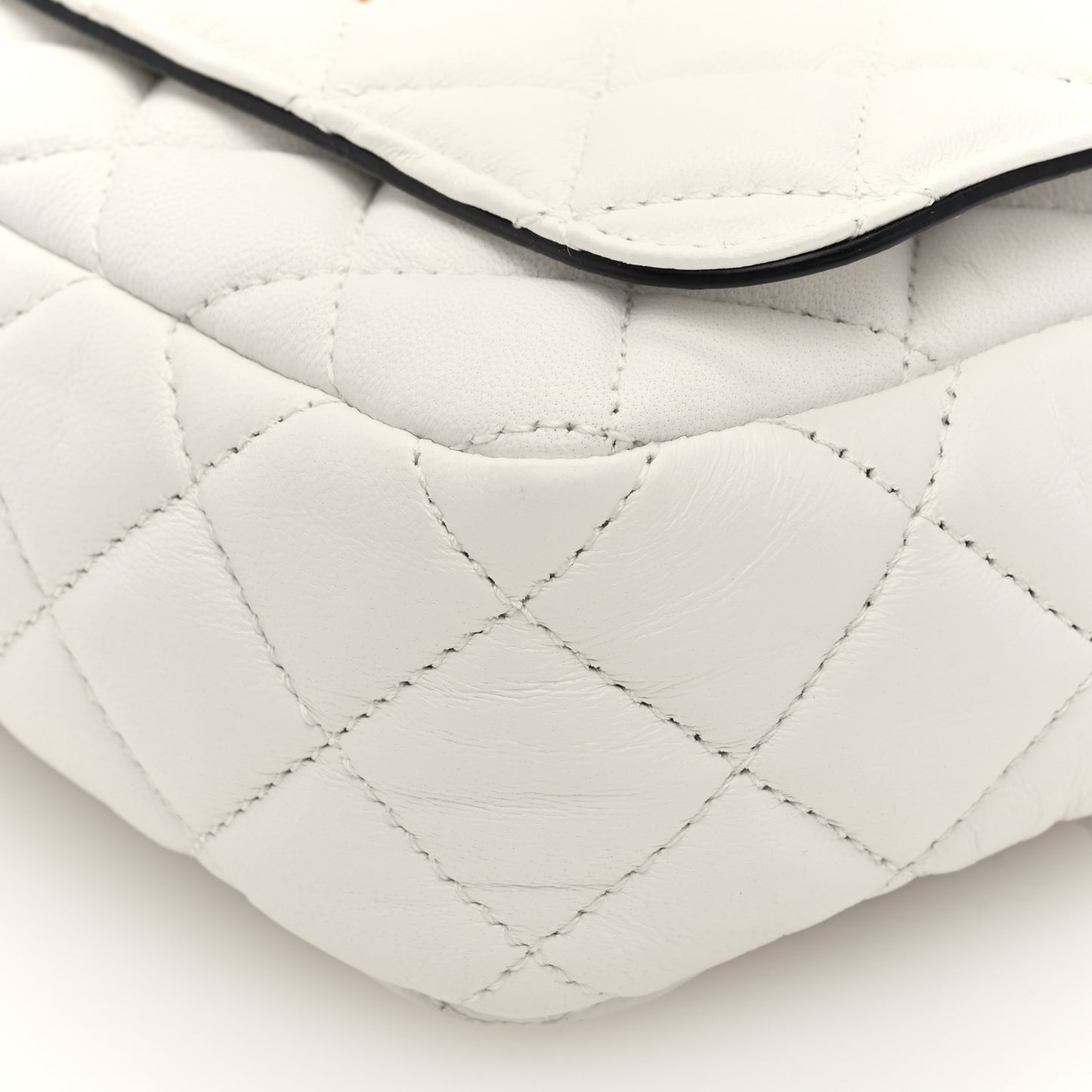Nappa Quilted Small Medusa Chain Crossbody White