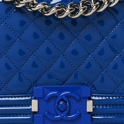 Chanel Patent Calfskin Quilted Medium Plexiglass Boy Flap Blue 8 of 10