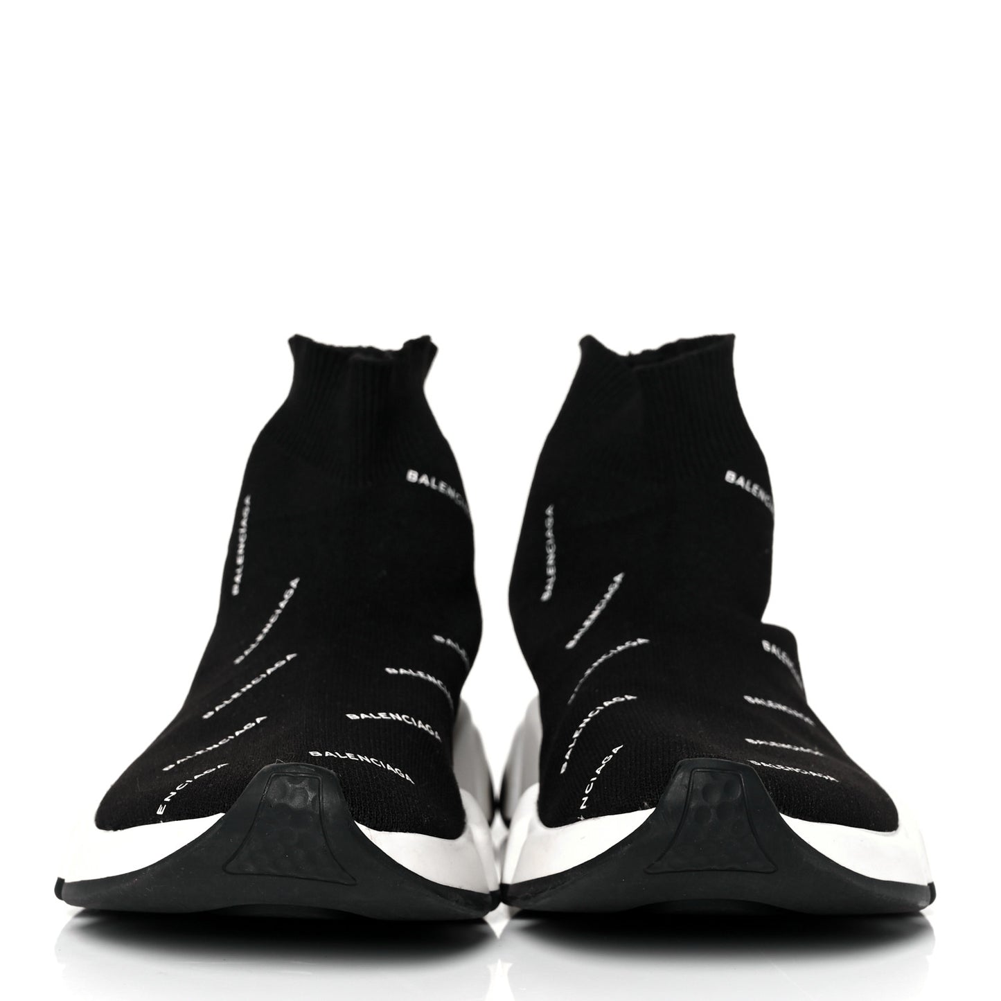 Neoprene Knit Allover Logo Bi-Color Sole Womens Speed Sneakers 36 Black White