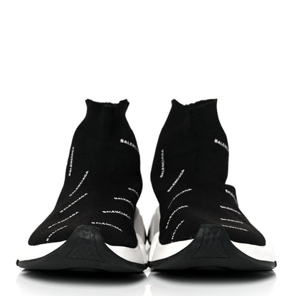 Balenciaga Neoprene Knit Allover Logo Bi-Color Sole Womens Speed Sneakers 36 Black White 2 of 8