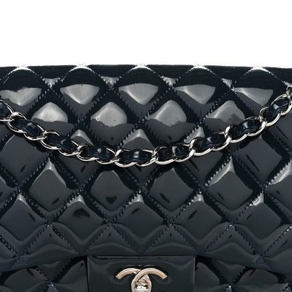 Chanel Patent Quilted Jumbo Double Flap Dark Blue 8 of 11