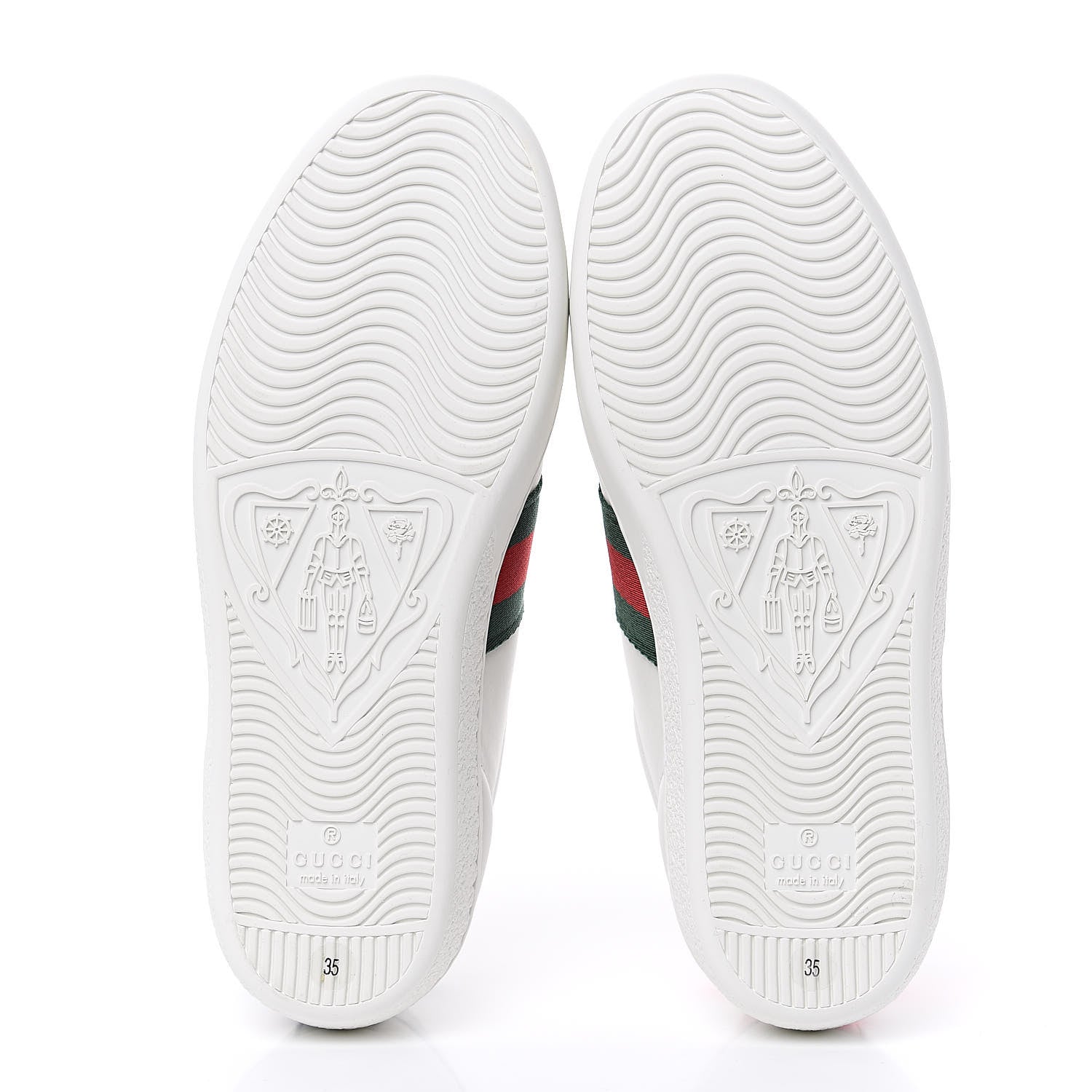 Gucci Calfskin Ayers Bee Embroidered Womens Ace Sneakers 35 White Green 5 of 9