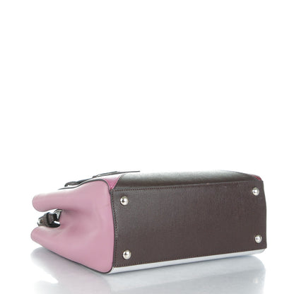 Fendi Vitello Elite Calfskin Colorblock Petite 2Jours Tote Glicine Argento Bordeaux 4 of 7