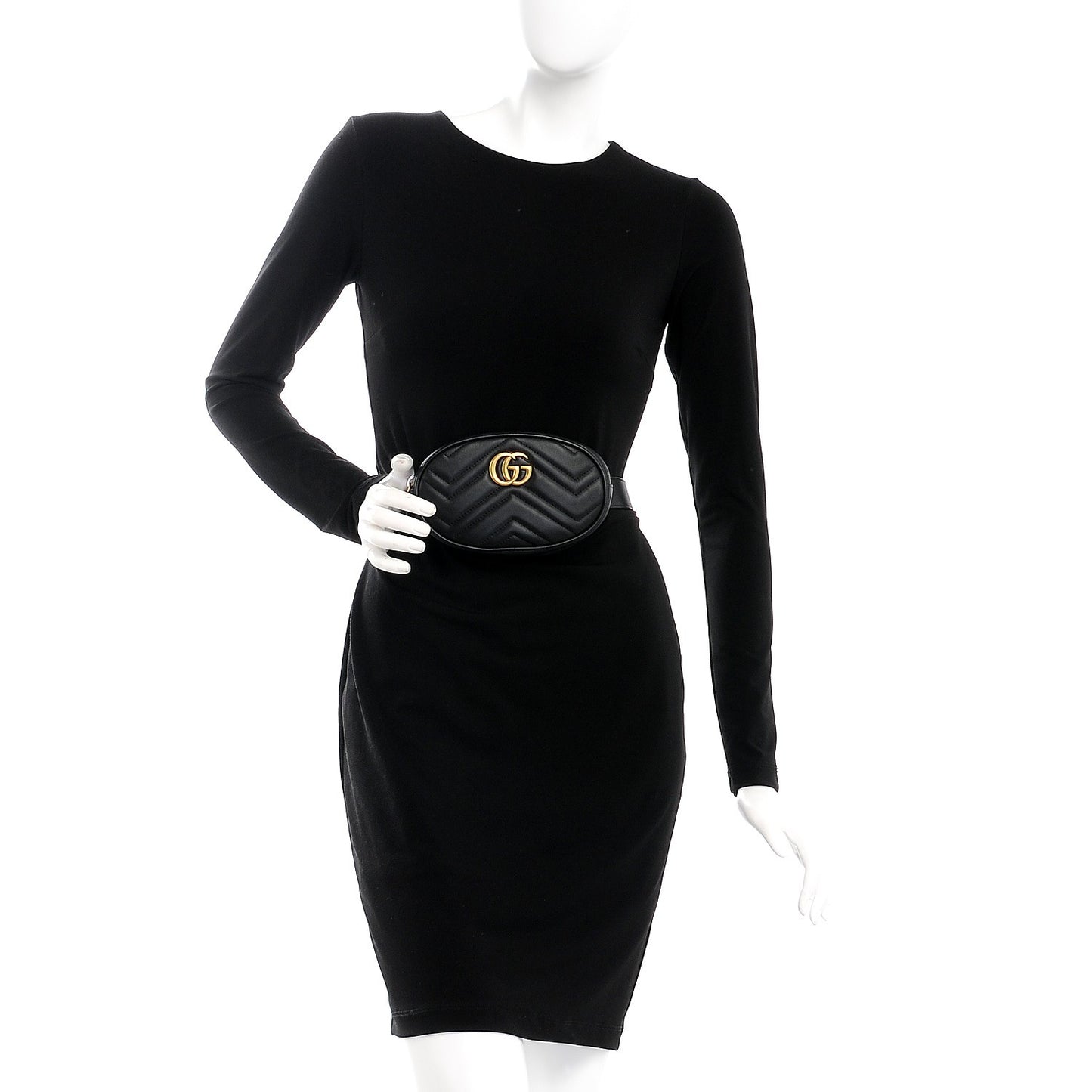 Calfskin Matelasse GG Marmont Belt Bag 85 34 Black