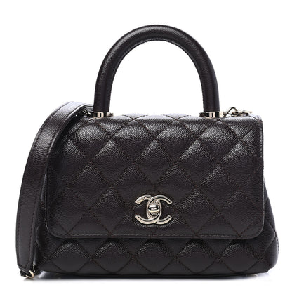 Chanel Caviar Quilted Extra Mini Coco Handle Flap Dark Brown 1 of 8
