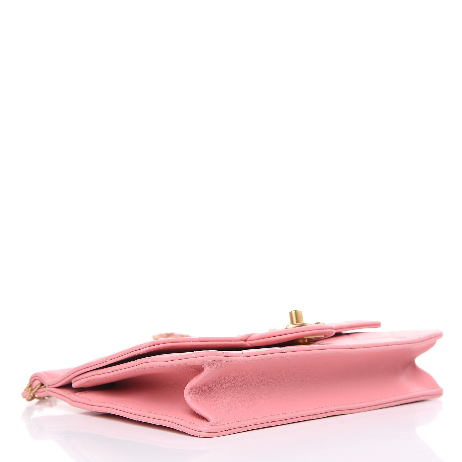 Chanel Lambskin Quilted Pearl Chain Flap Bag Pink 4 of 9