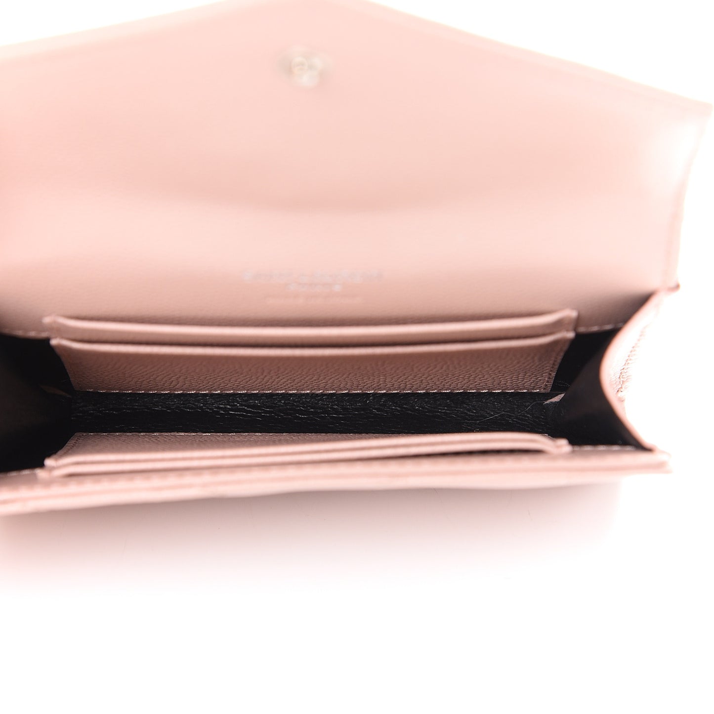 Grain De Poudre Matelasse Chevron Small Monogram Envelope Wallet Pale Pink