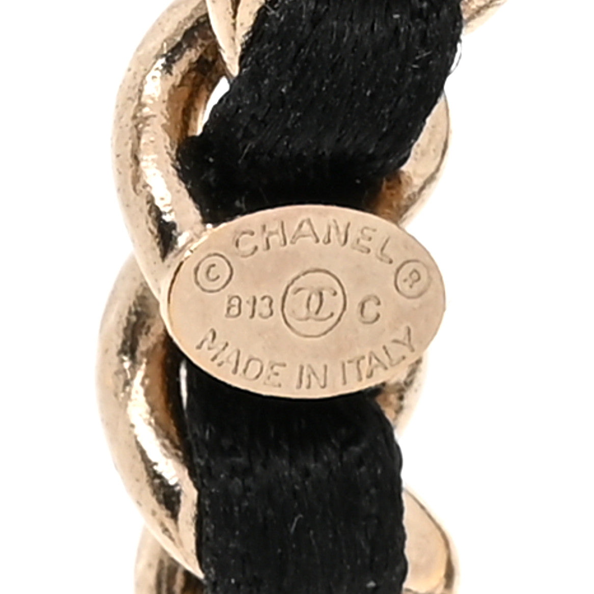 Chanel Satin CC Chain Earrings Light Gold Black 4 of 4