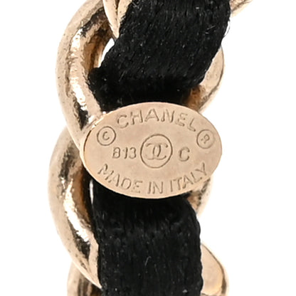 Chanel Satin CC Chain Earrings Light Gold Black 4 of 4