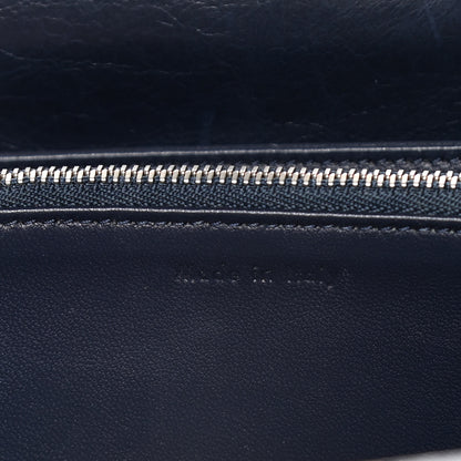 Celine Shiny Paperweight Calfskin Medium Clasp Shoulder Bag Navy Blue 6 of 14
