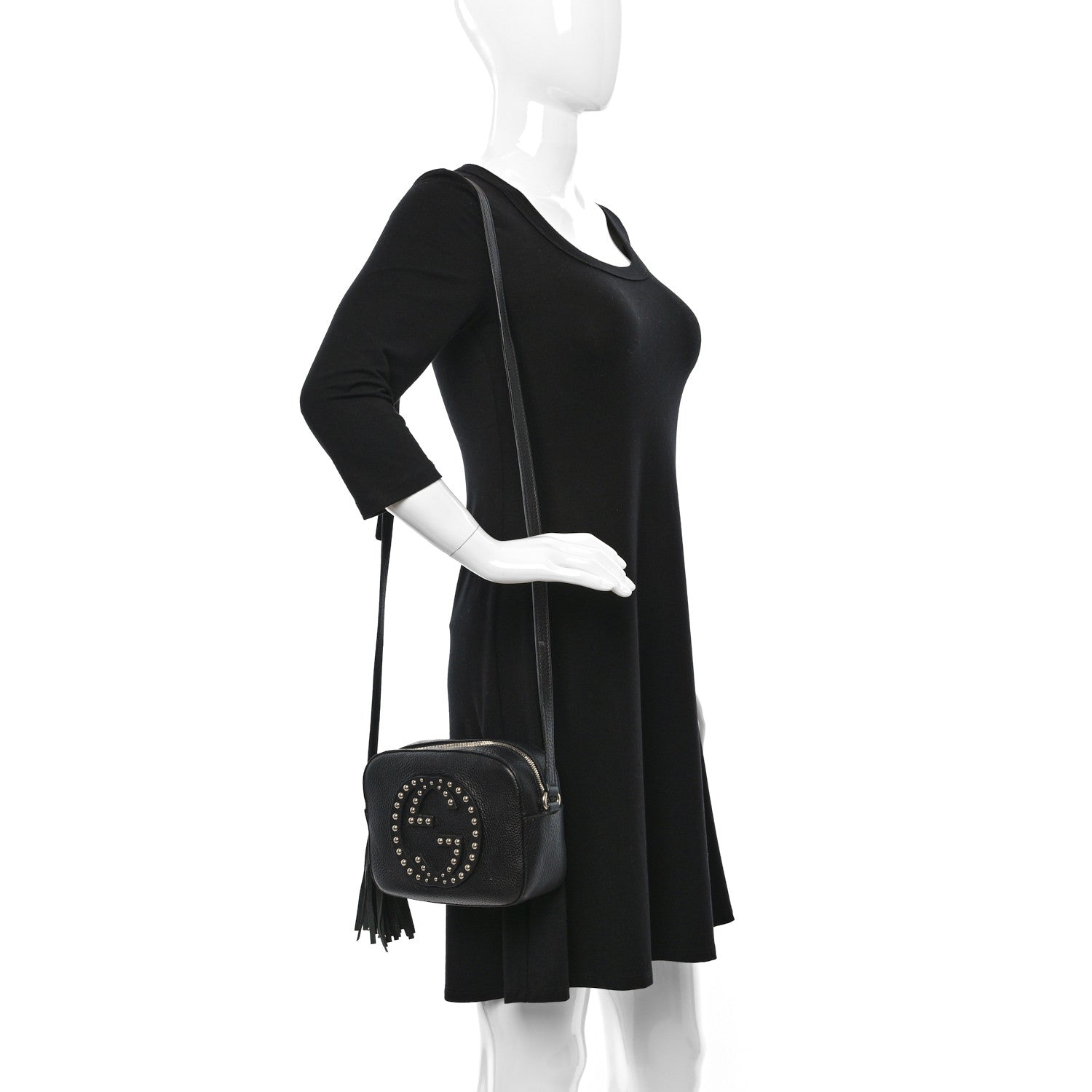 Gucci Pebbled Calfskin Studded Small Soho Disco Bag Black 2 of 10