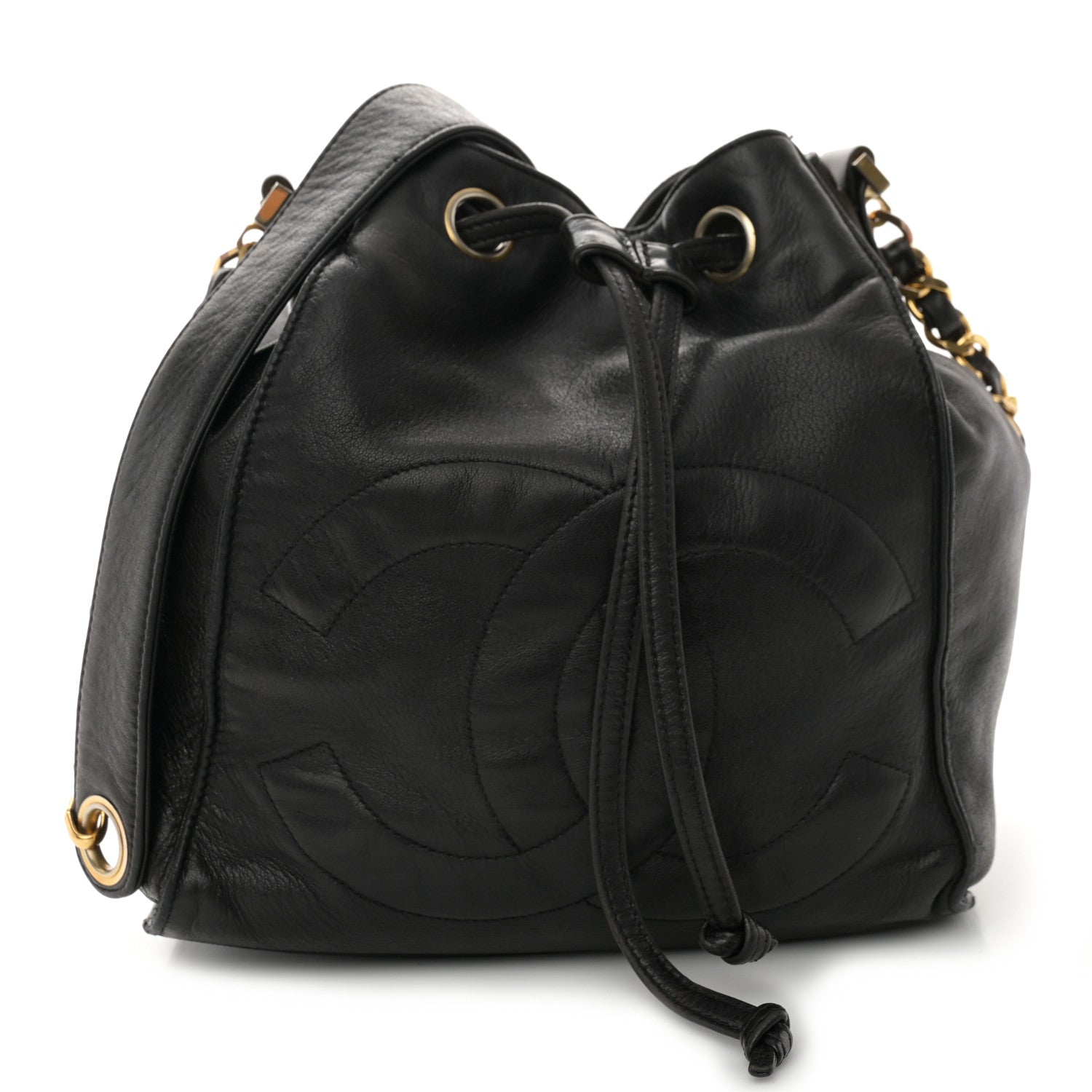 Chanel Lambskin CC Drawstring Bag Black 1 of 11