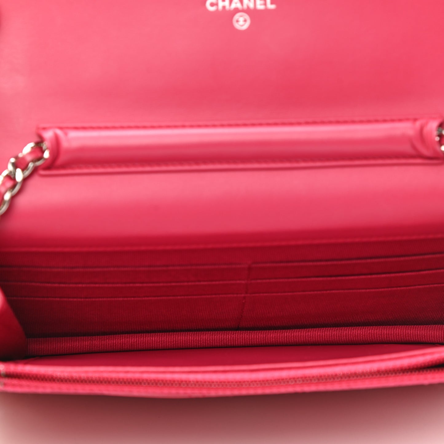 Patent Calfskin Quilted Reissue Wallet On Chain WOC Pink