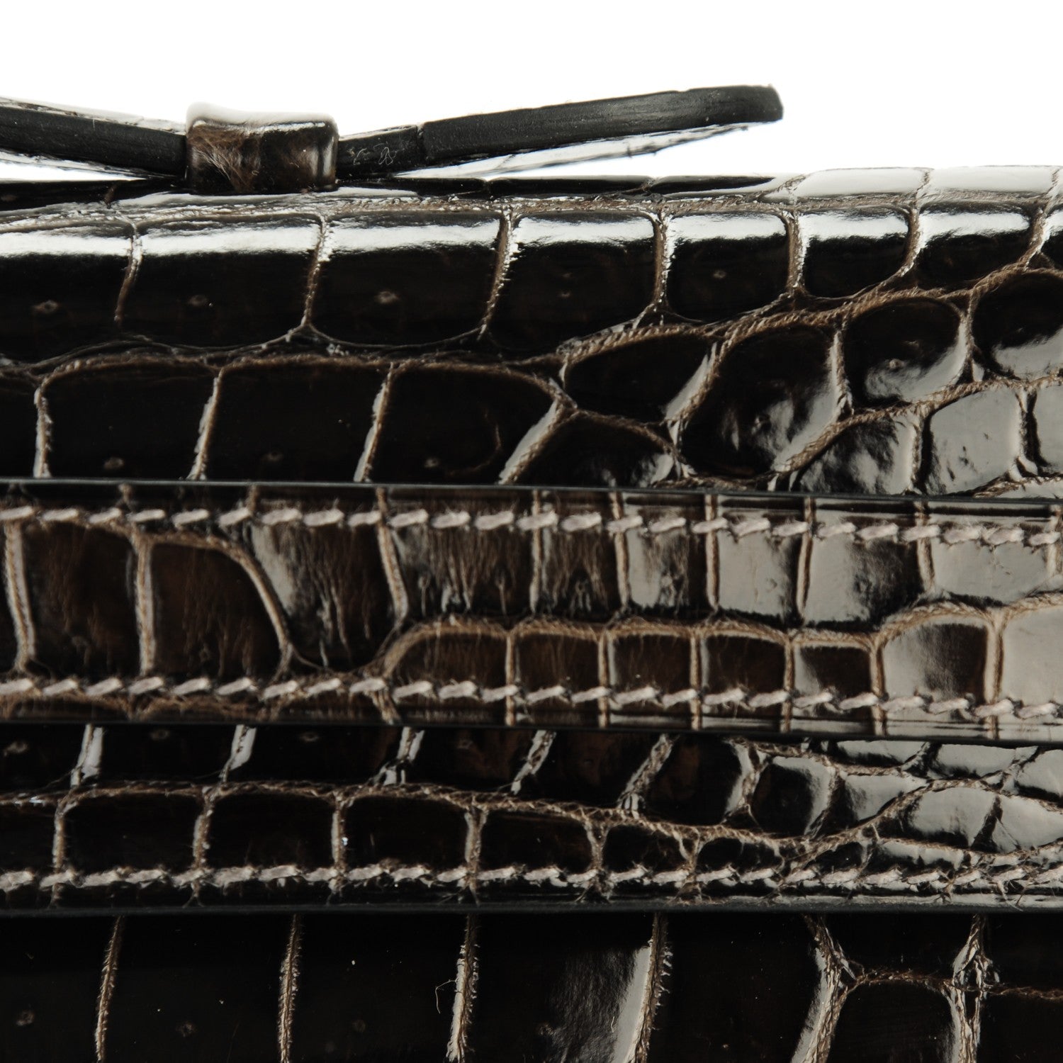 Hermes Shiny Porosus Crocodile Kelly Cut Pochette Graphite 16 of 16