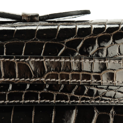 Hermes Shiny Porosus Crocodile Kelly Cut Pochette Graphite 16 of 16