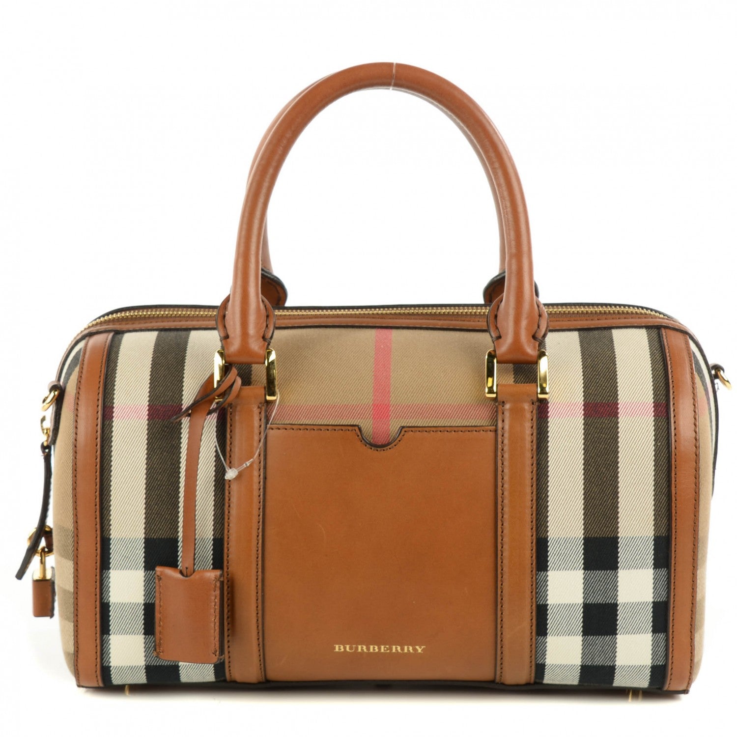 Burberry House Check Medium Alchester Bowling Bag Tan 11 of 20