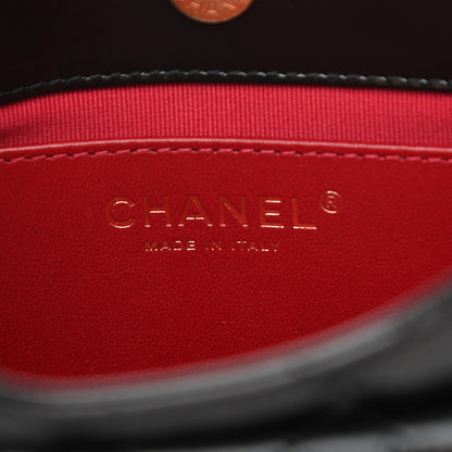 Chanel Shiny Crumpled Calfskin Quilted Small Wavy CC Hobo Black 6 of 11