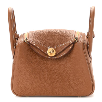 Hermes Taurillon Clemence Mini Lindy 20 Gold 1 of 11