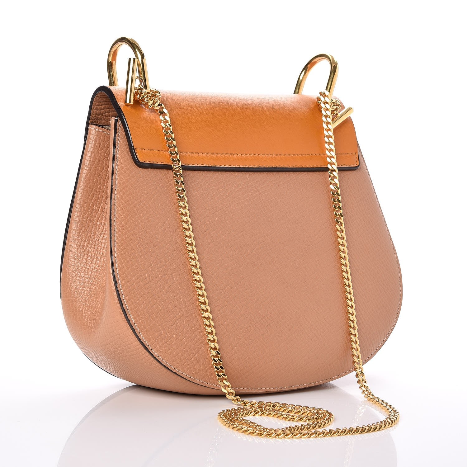 Chloe Grained Calfskin Lambskin Drew Shoulder Bag Wet Sand Sunflower 3 of 7