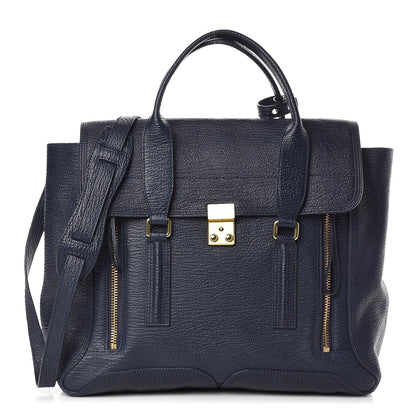 3.1 Phillip Lim 3.1 Textured Calfskin Large Pashli Satchel Ink 1 of 11