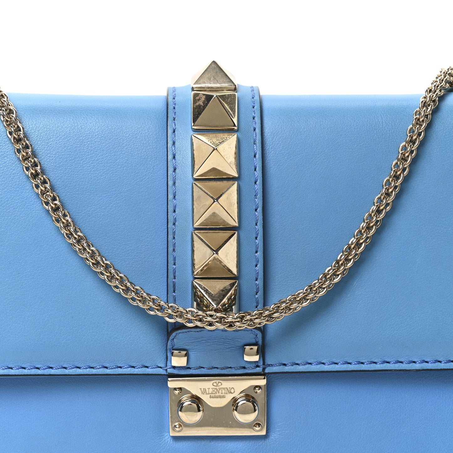 Vitello Medium Glam Lock Rockstud Flap Parrot