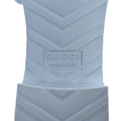 Gucci Rubber Gucci Logo Womens Platform 20/60mm Slide Sandals 37 Porcelain Light Blue 6 of 7