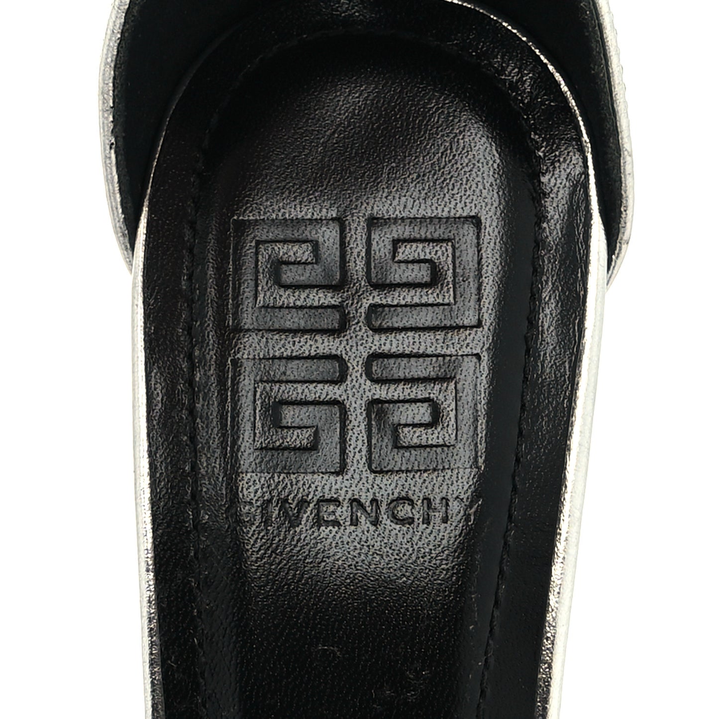 Metallic Calfskin G Lock Sandals 36 Silver