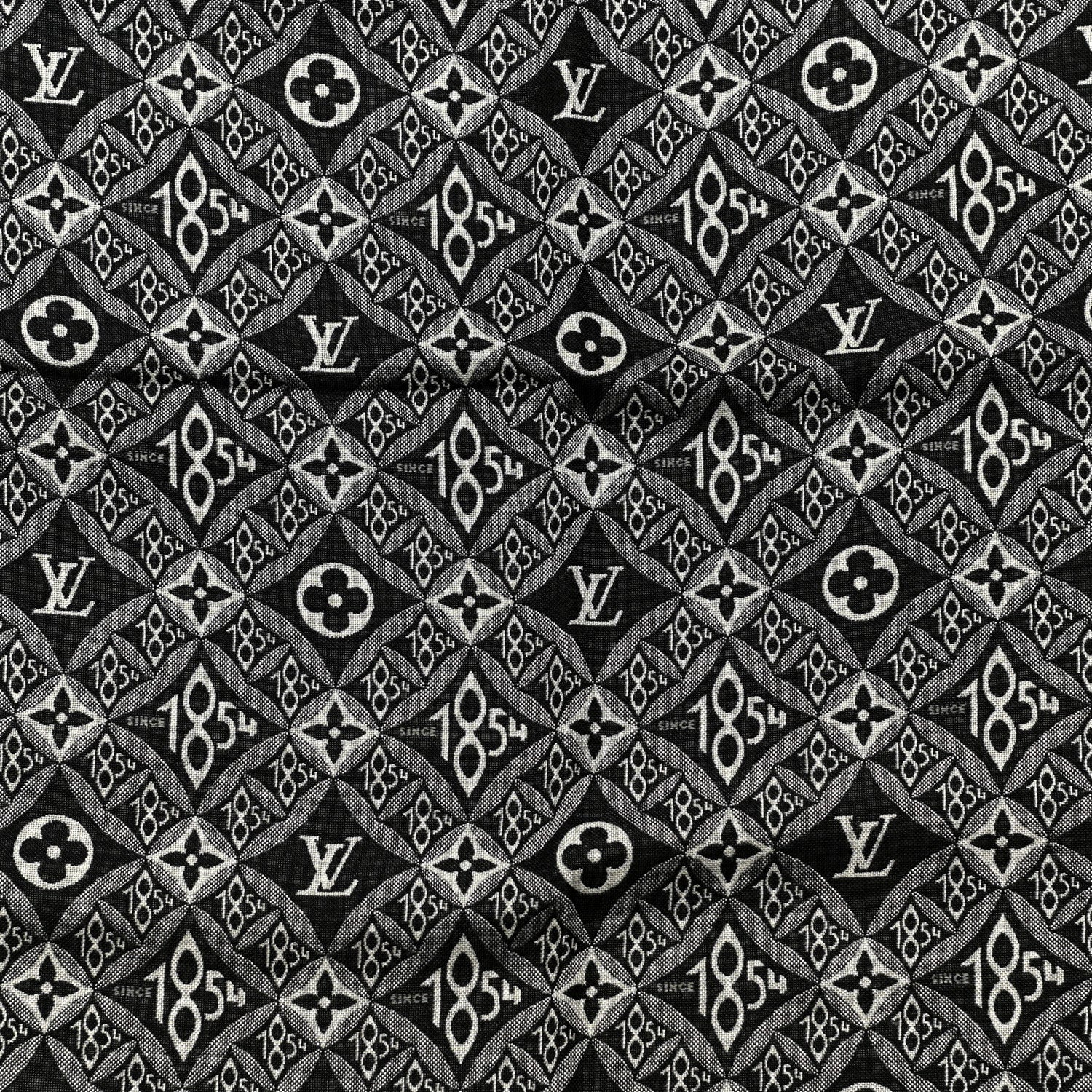 Louis Vuitton Silk Wool Jacquard Since 1854 Monogram Shawl Gray 3 of 3