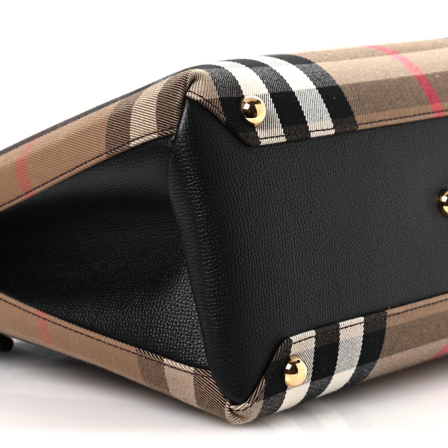 House Check Grainy Calfskin Medium Banner Tote Black