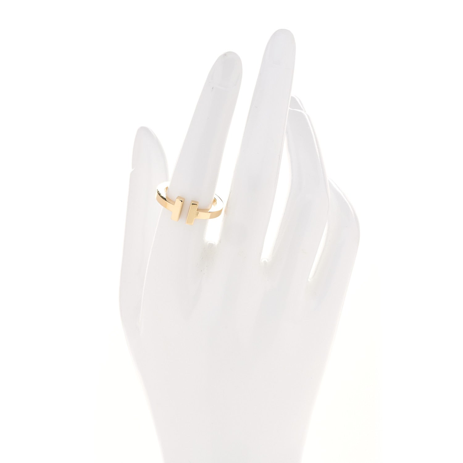 Tiffany 18K Yellow Gold T Square Ring 54 7 4 of 5