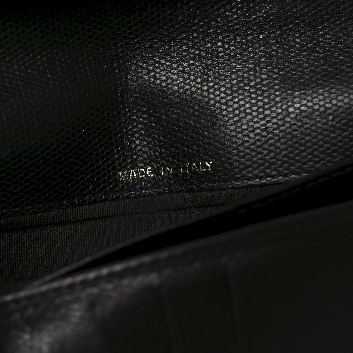 Grained Calfskin CC Button Yen Wallet Black