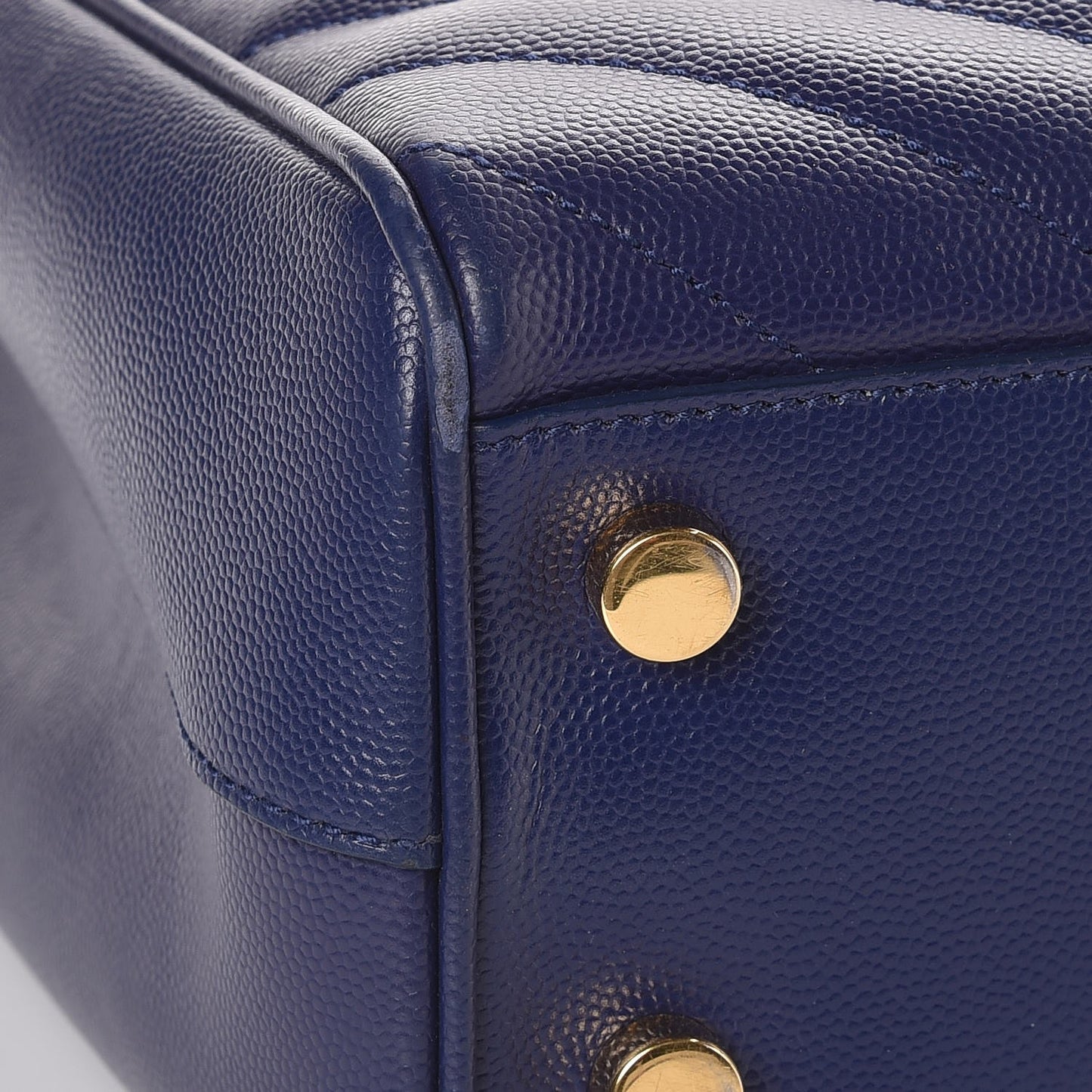 Grain De Poudre Matelasse Chevron Monogram Shopping Bag Deep Marine