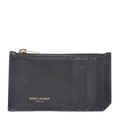 Saint Laurent Calfskin 5 Fragments Zip Pouch Card Holder Black 1 of 10
