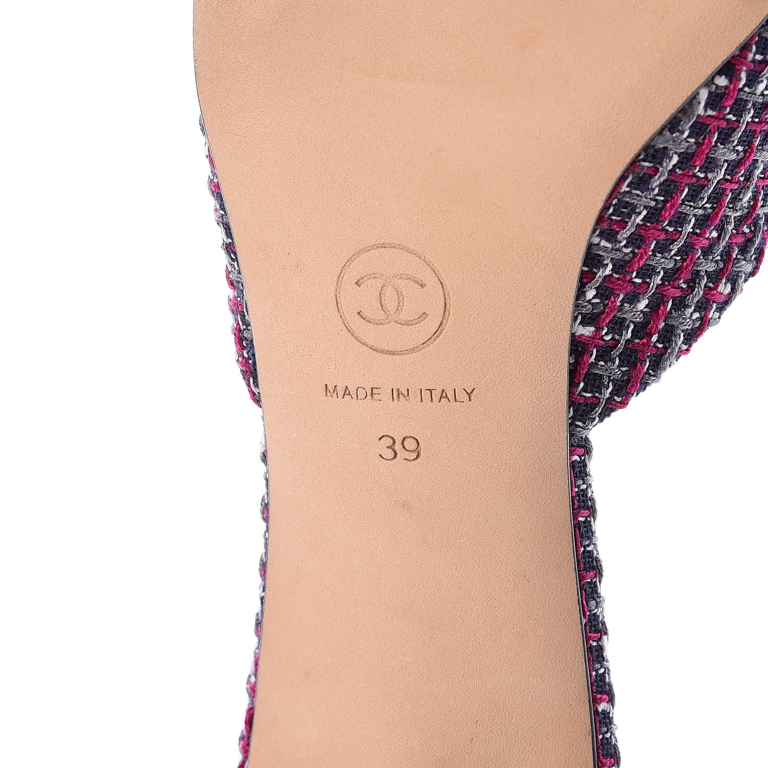 Chanel Tweed Grosgrain CC Mules 39 Purple Navy Grey Black 13 of 18