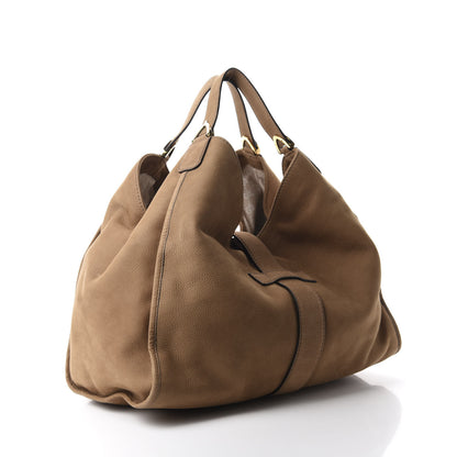 Gucci Nubuck Large Soft Stirrup Shoulder Bag Light Brown 3 of 10