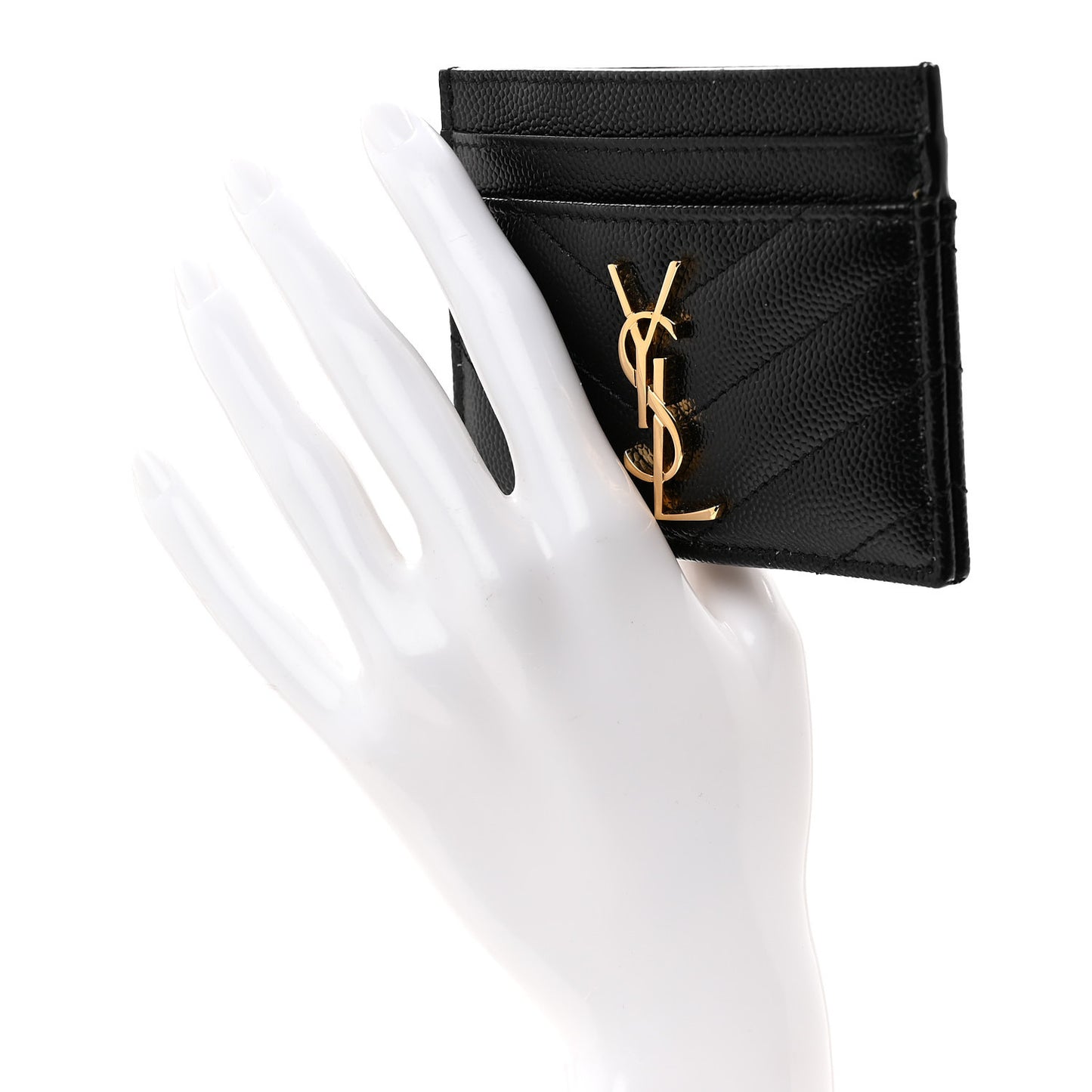 Grain De Poudre Matelasse Chevron Monogram Credit Card Case Black