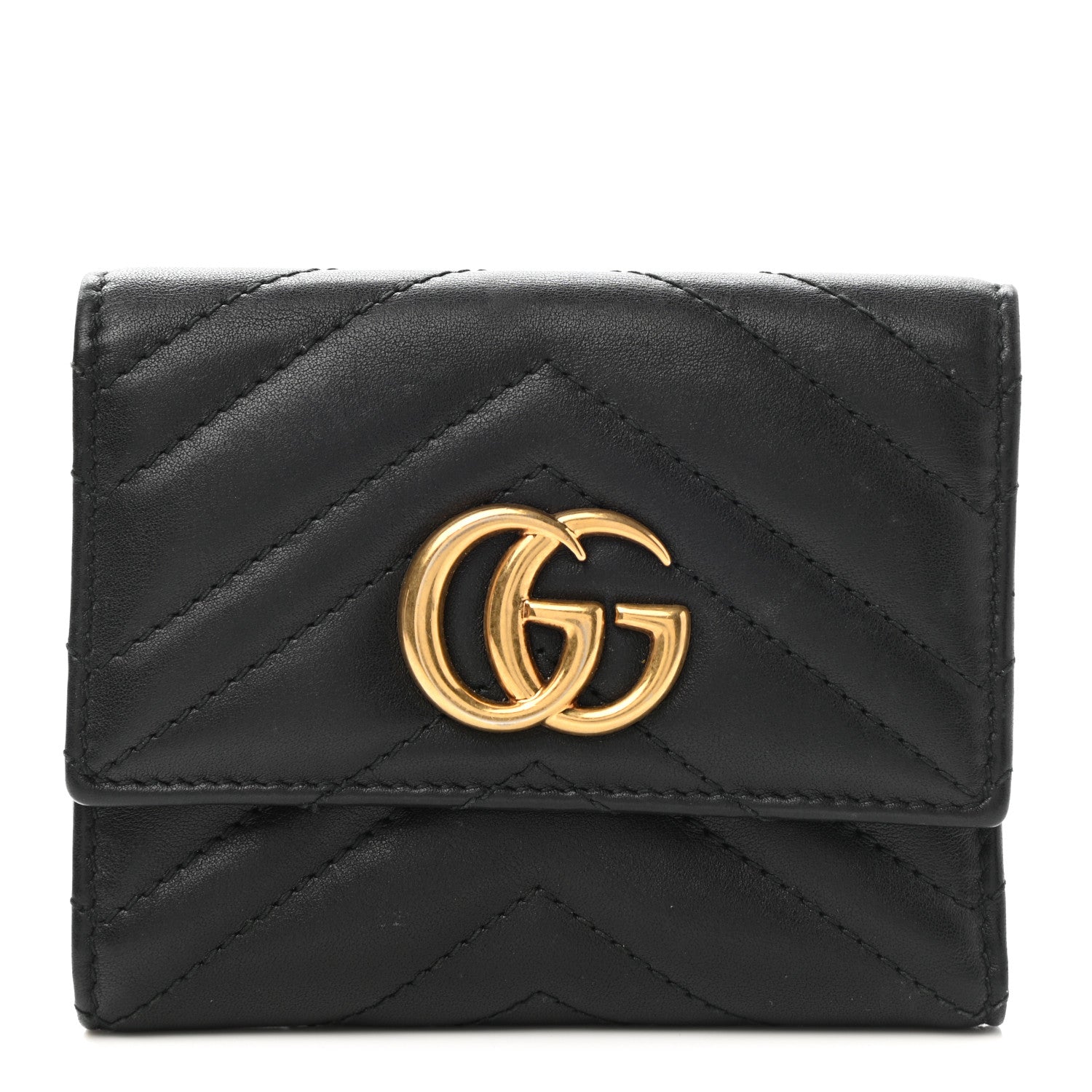 Gucci Calfskin Matelasse GG Marmont Wallet Black 1 of 9