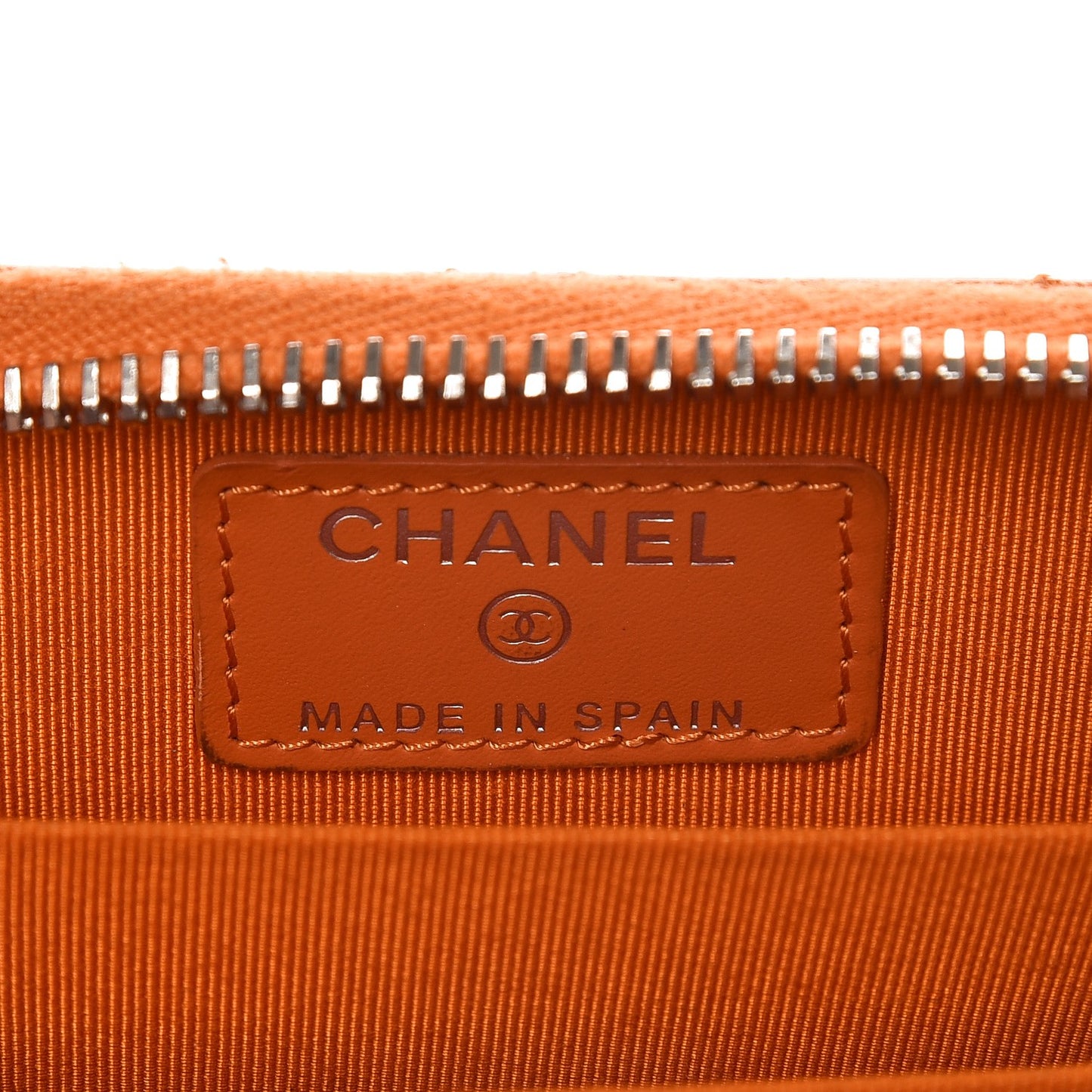 Patent Calfskin Quilted Zip Coin Purse Orange