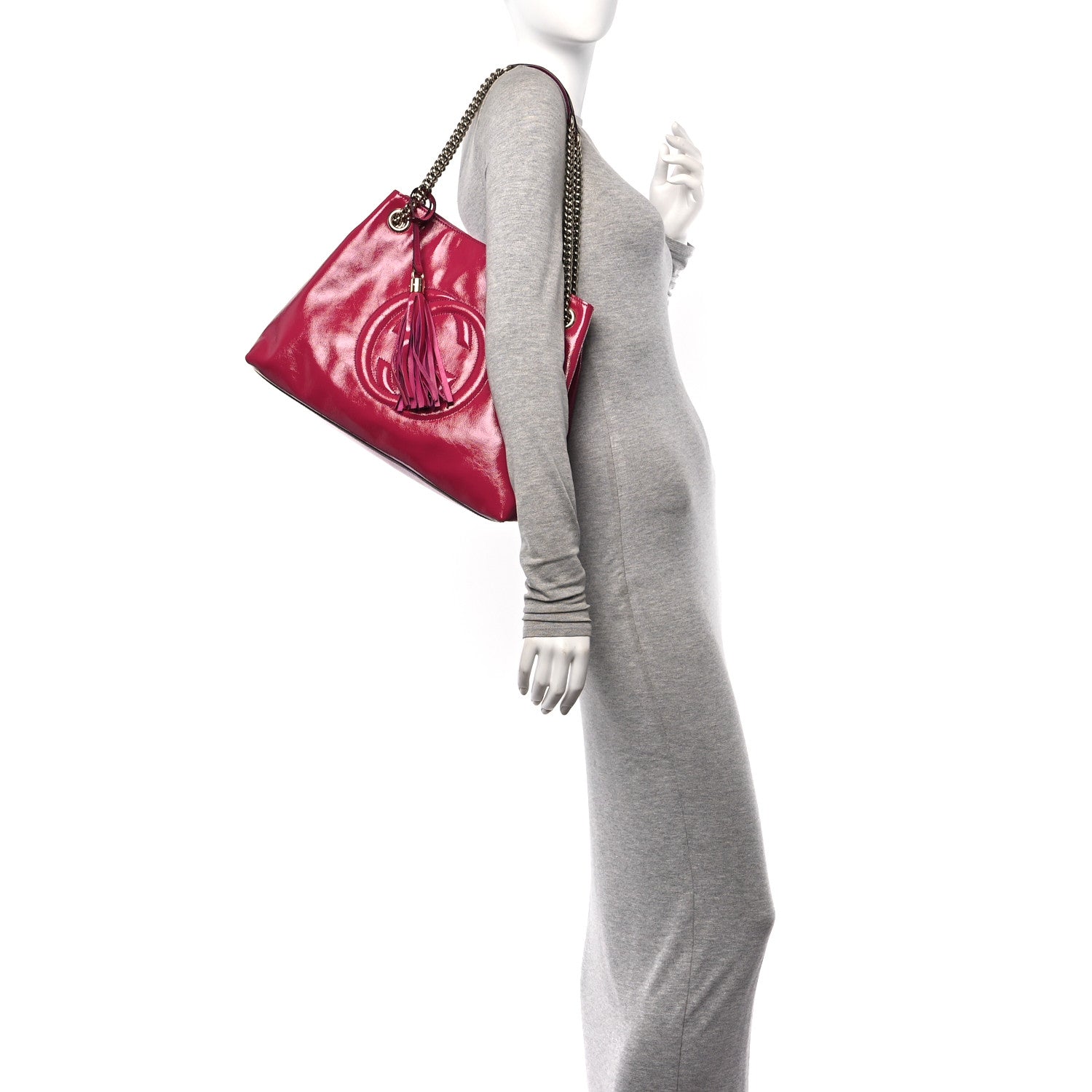 Gucci Vernice Naplack Medium Soho Chain Shoulder Bag Bright Bouganville 2 of 11