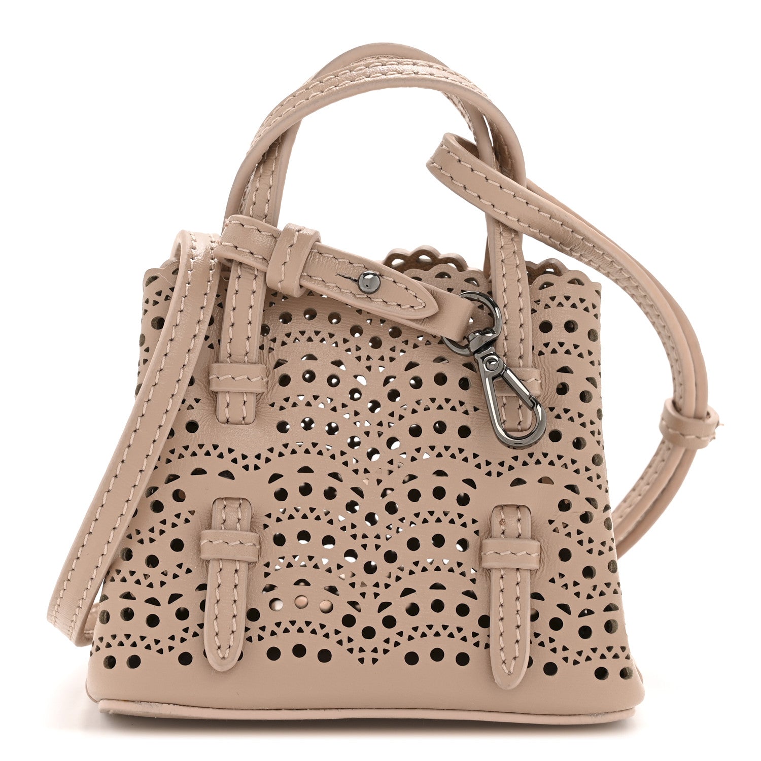 Alaia Calfskin Vienne Wave Mini Mina Bag Sable 8 of 10