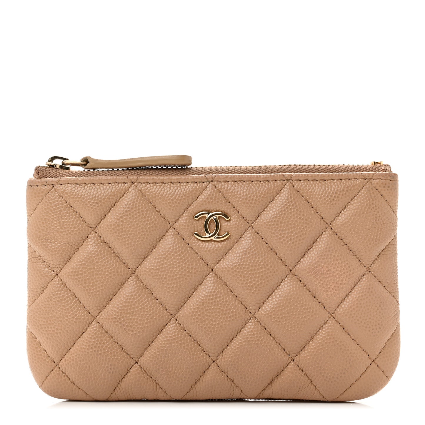 Caviar Quilted Small Cosmetic Case Beige