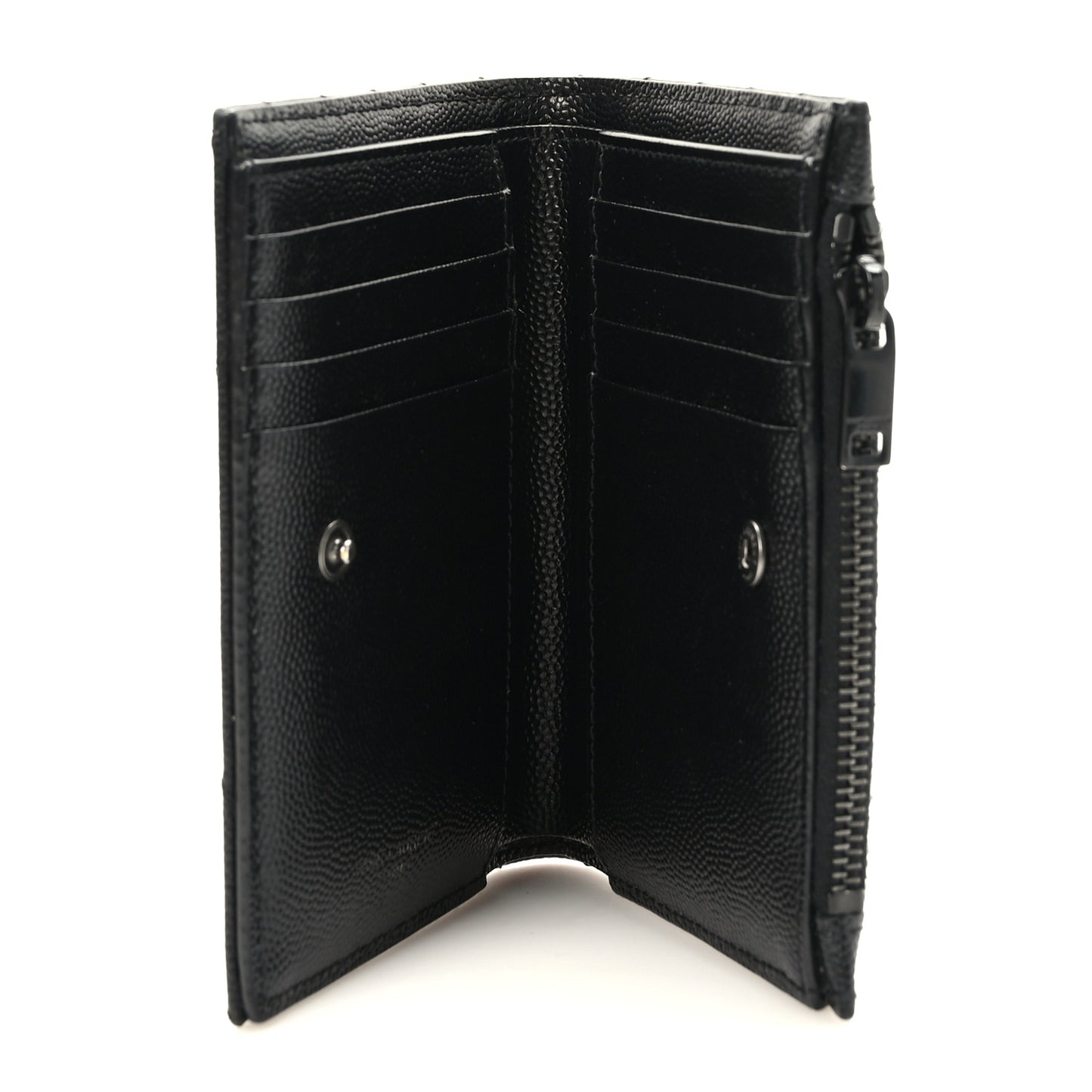 Grain De Poudre Matelasse Chevron Monogram Zipped Two-Part Wallet Black
