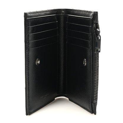 Saint Laurent Grain De Poudre Matelasse Chevron Monogram Zipped Two-Part Wallet Black 5 of 7