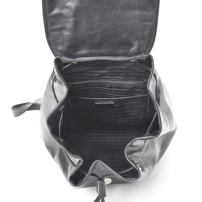 Prada Soft Calfskin Cinch Backpack Black 5 of 9