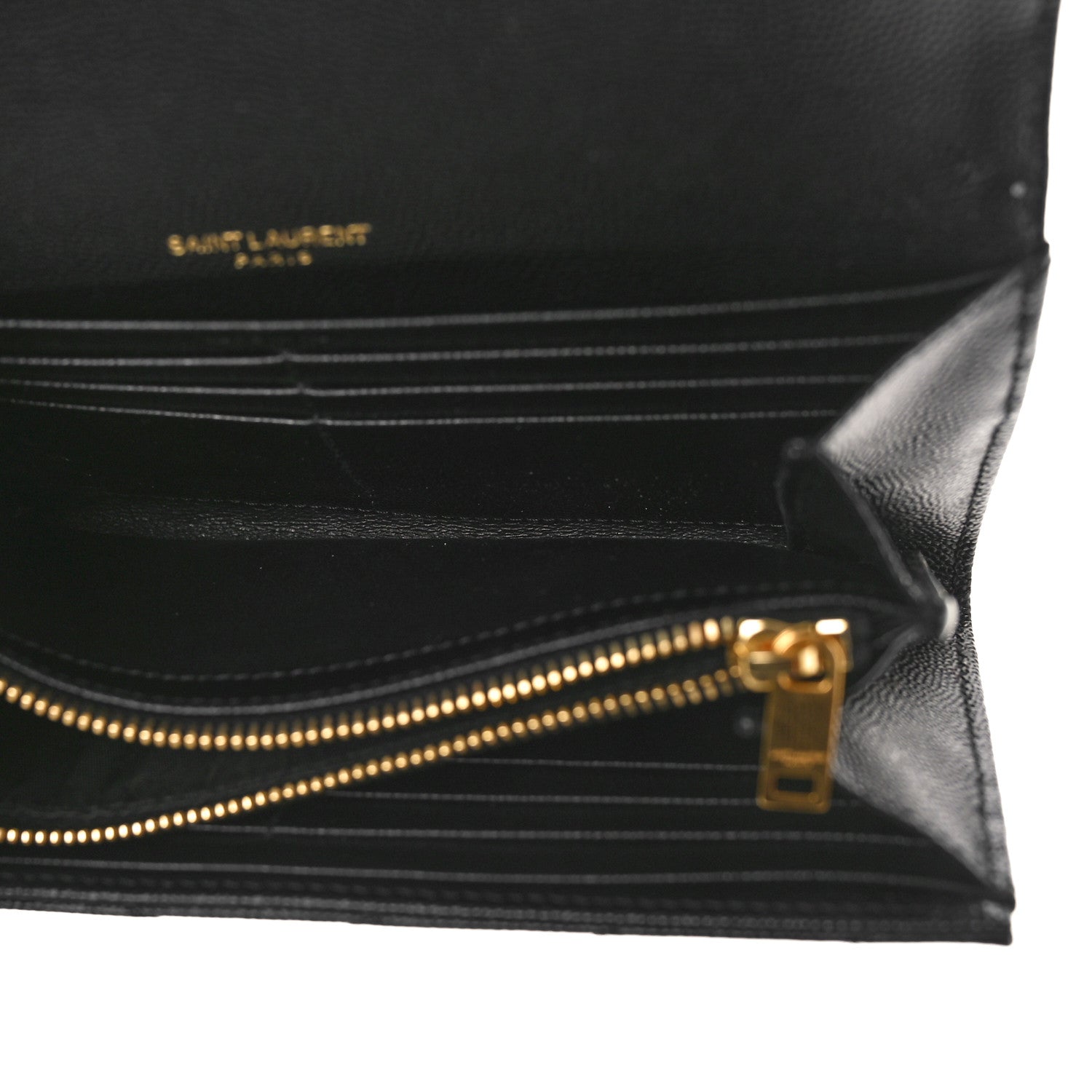 Saint Laurent Grain De Poudre Matelasse Chevron Monogram Flap Wallet Black 5 of 8