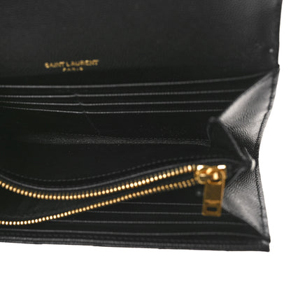 Saint Laurent Grain De Poudre Matelasse Chevron Monogram Flap Wallet Black 5 of 8