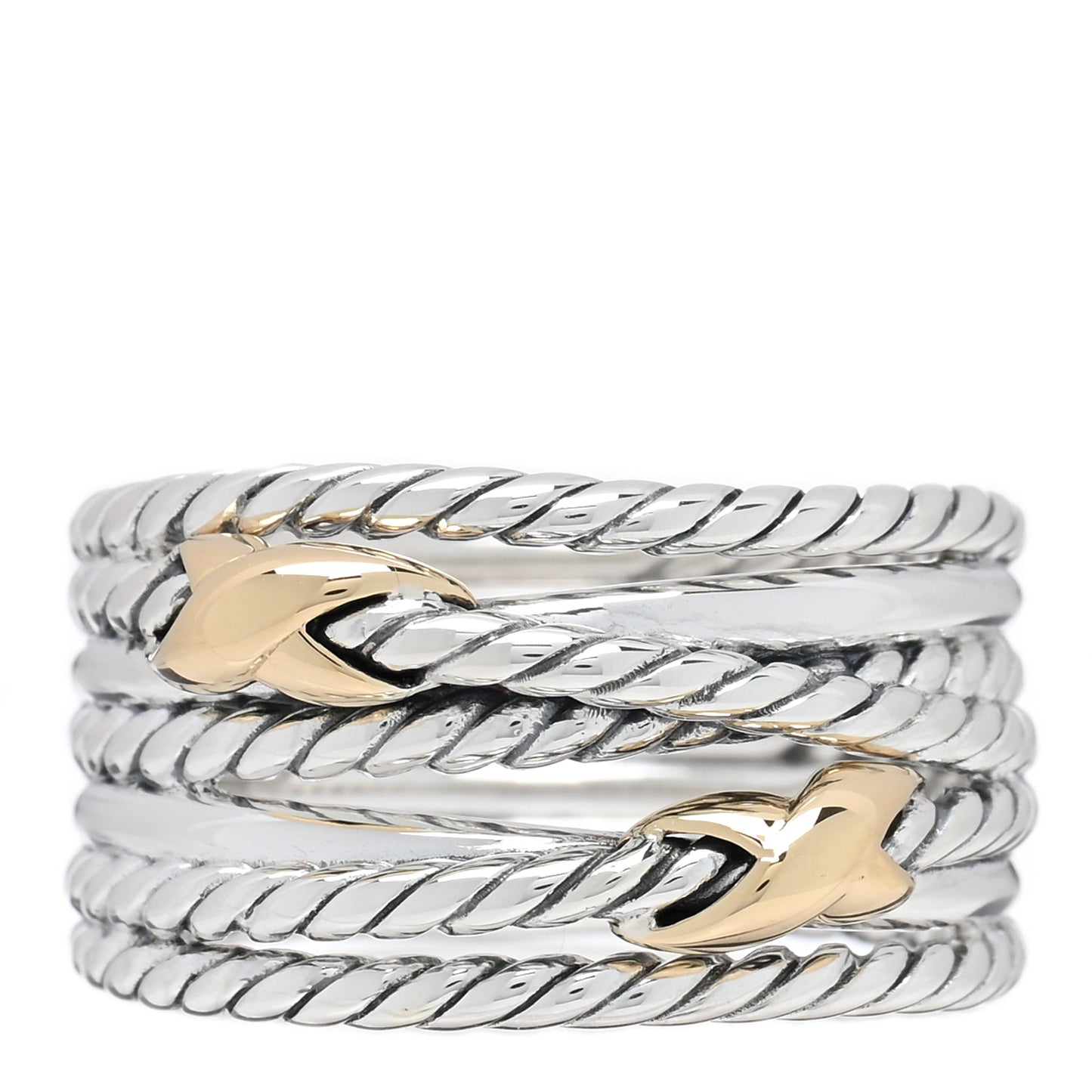 Sterling Silver 18K Yellow Gold Double X Crossover Ring 57 8