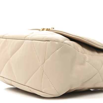 Chanel Lambskin Quilted Large Chanel 19 Flap Beige 10 of 10